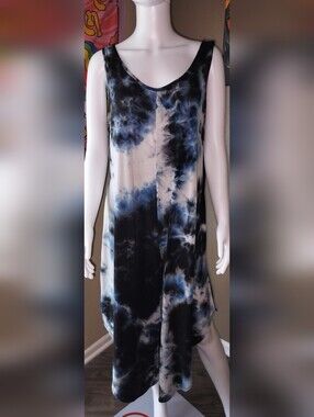 Nik & Nash Blue & Black Tie-Dye Sleeveless Jumpsuit Sz L